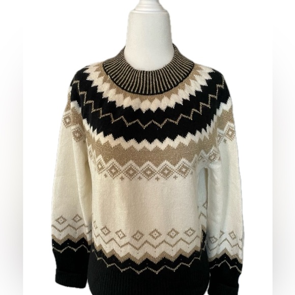 Ann Taylor Sweaters - Ann Taylor NWT Cream, Gold and Black Fair Isle Sweater, Size “XS”